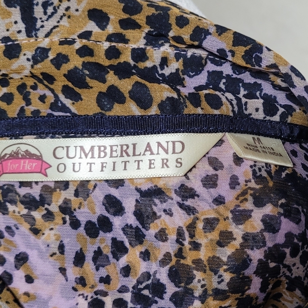 Vintage Cumberland Outfitters Leopard Butterfly Print Button Up Chiffon Blouse M - Picture 13 of 14